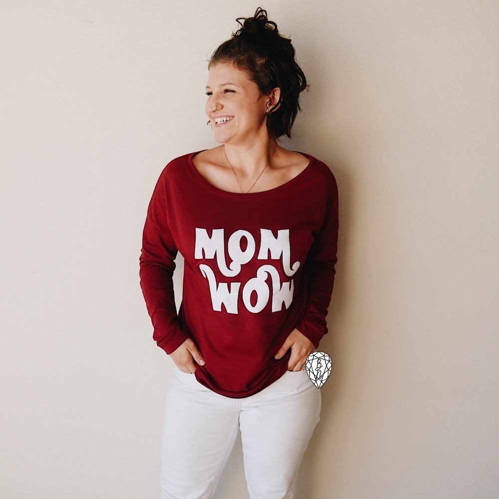 MOM is WOW Upside Down French Terry Scoop Neck